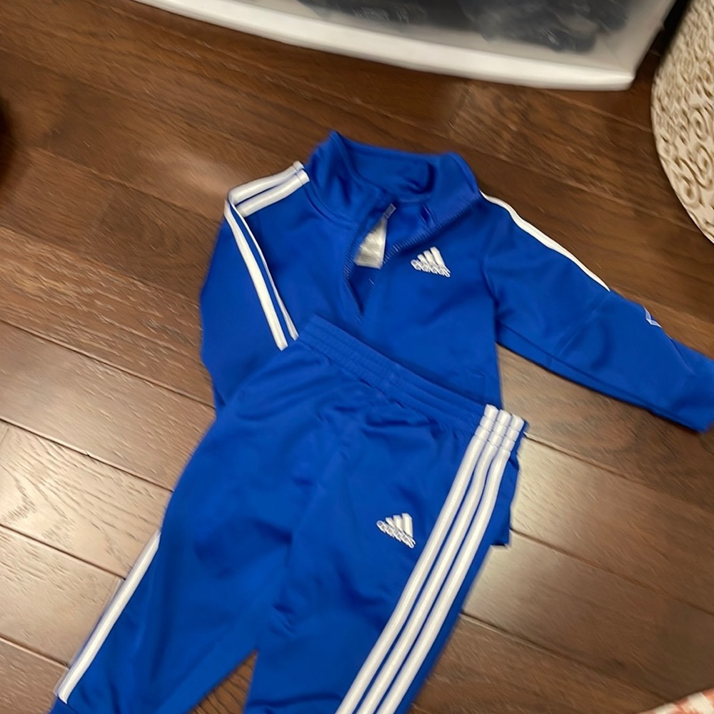 Adidas toddler track suit like new size 12 months blue